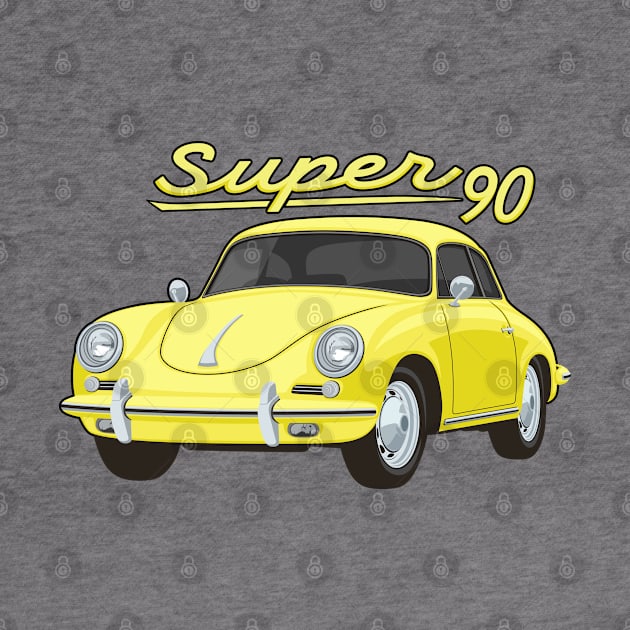 356 B Super 90 gt coupe Car classic vintage retro yellow by creative.z